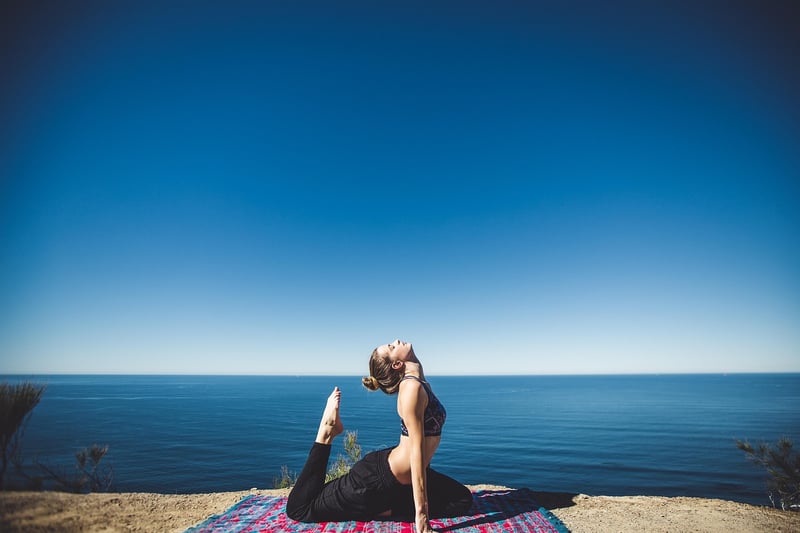 Woman doing yoga stretches